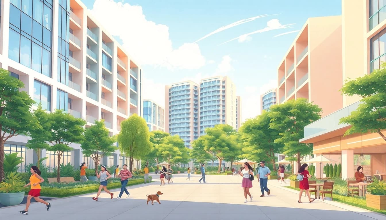 Tampines EC showcases a vibrant community with modern architecture and lush greenery, inviting residents to enjoy urban life.