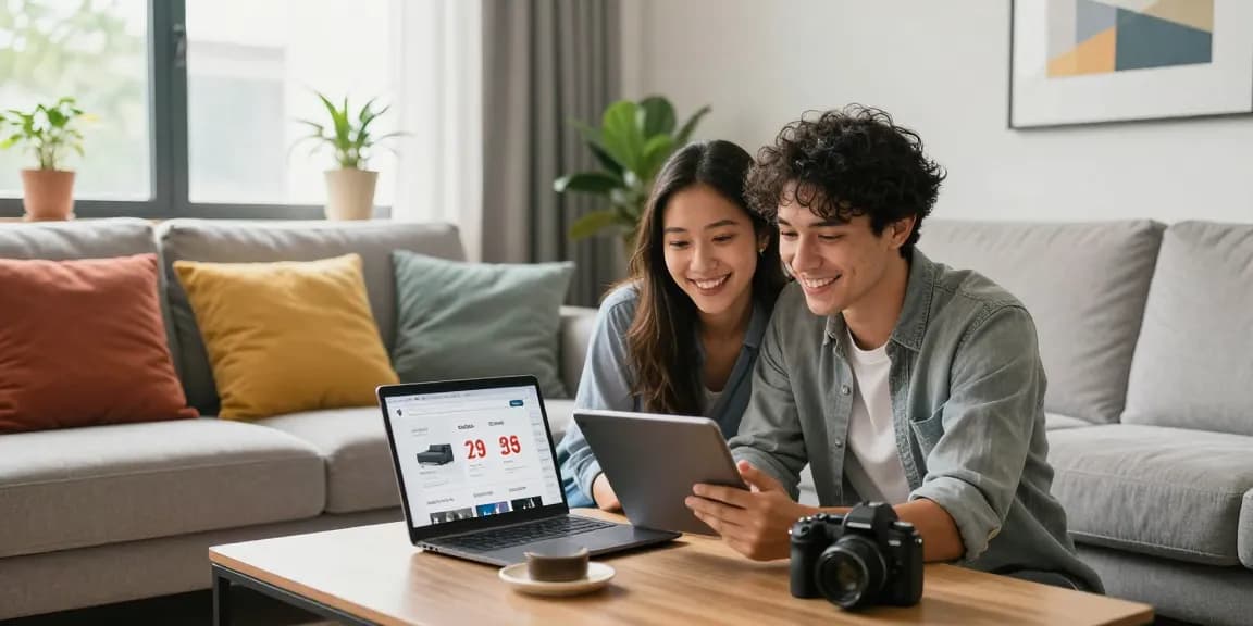 Durchstöbern Sie günstige Möbel online, während Sie stilvolle Möbeloptionen in einem modernen Wohnzimmer entdecken.