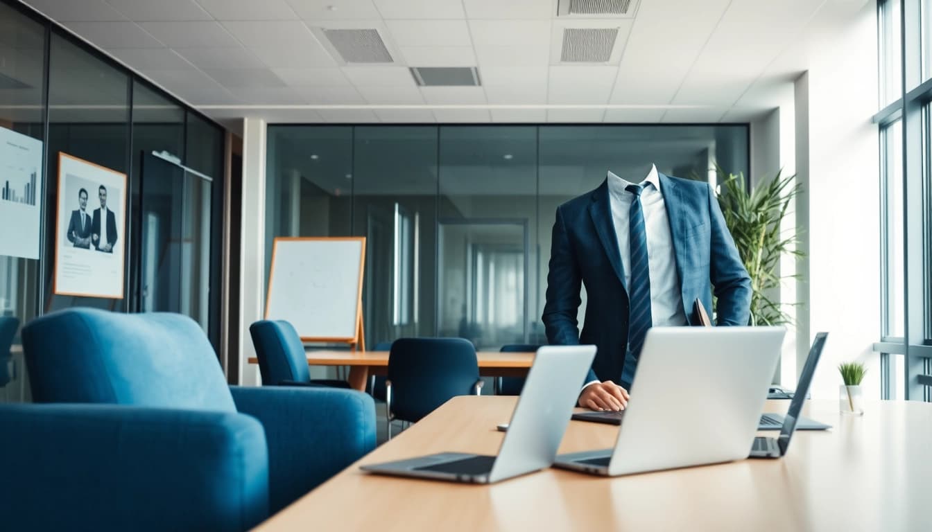 Professioneller Personalberater Vertrieb evaluiert Lebensläufe und berät Kunden im modernen Büro.