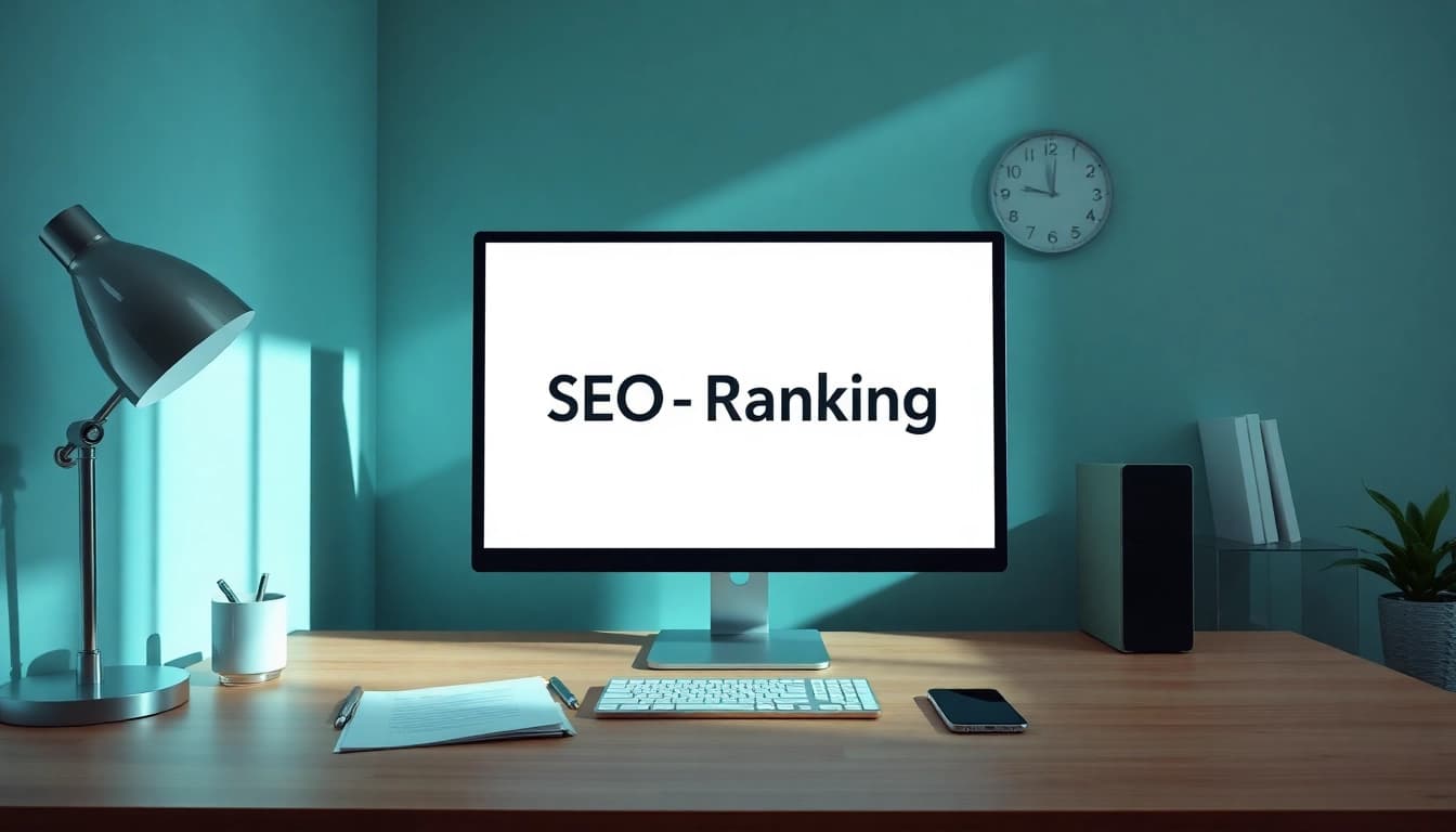 Überwachen Sie Ihr SEO-Ranking mit einem stilvollen modernen Arbeitsplatz, der Technologie für Optimierung verwendet.