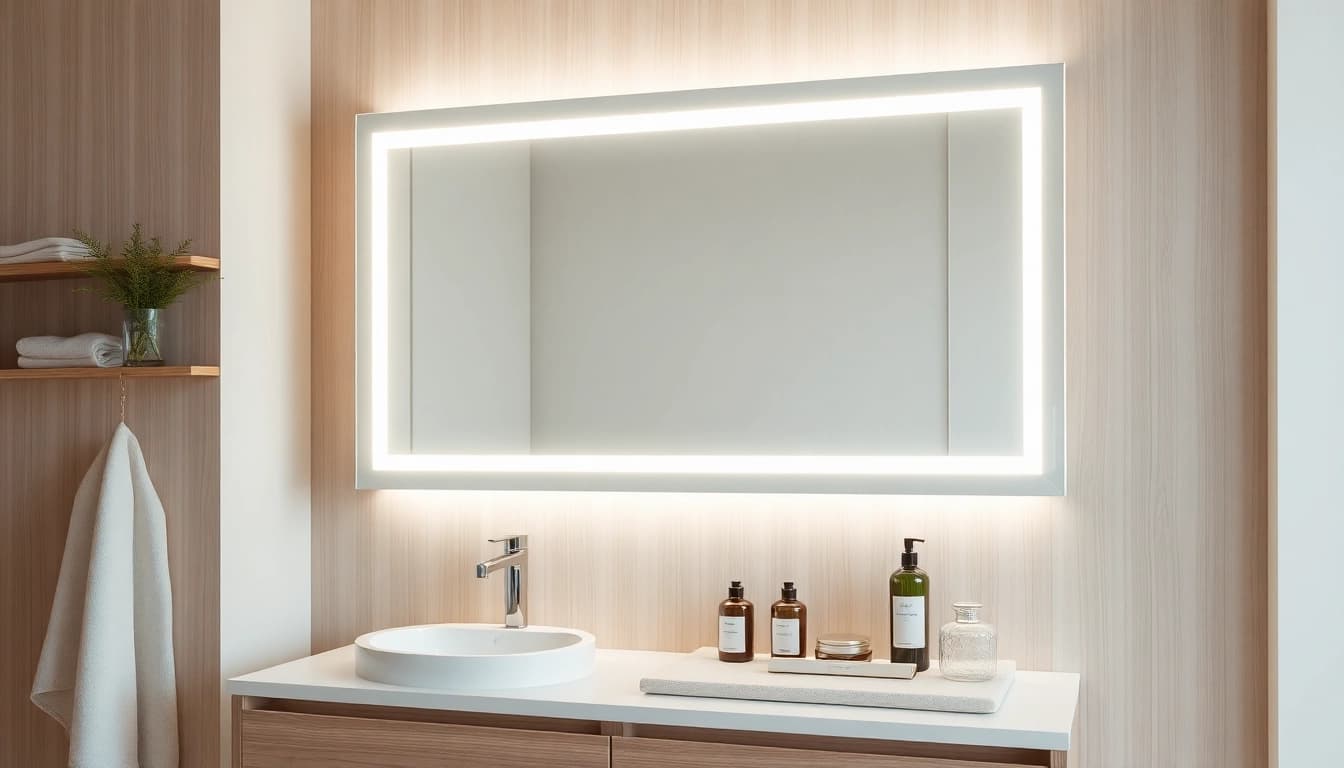Entdecken Sie den eleganten sonni Spiegelschrank mit sanfter LED-Beleuchtung und modernem Design.