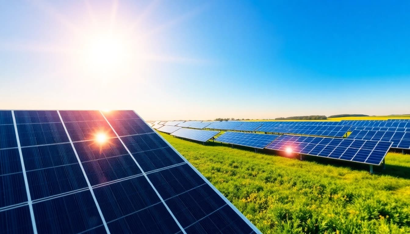 Explore the potential of Photovoltaik Investment with a vibrant solar farm showcasing modern photovoltaic technology.