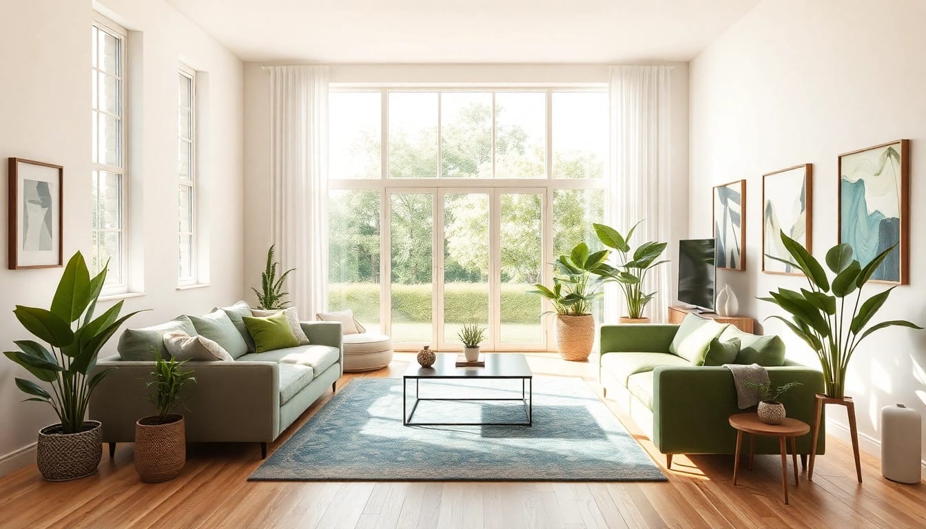 Inspirierende Raumgestaltung mit eleganten Möbeln und Pflanzen für ein helles Zuhause.