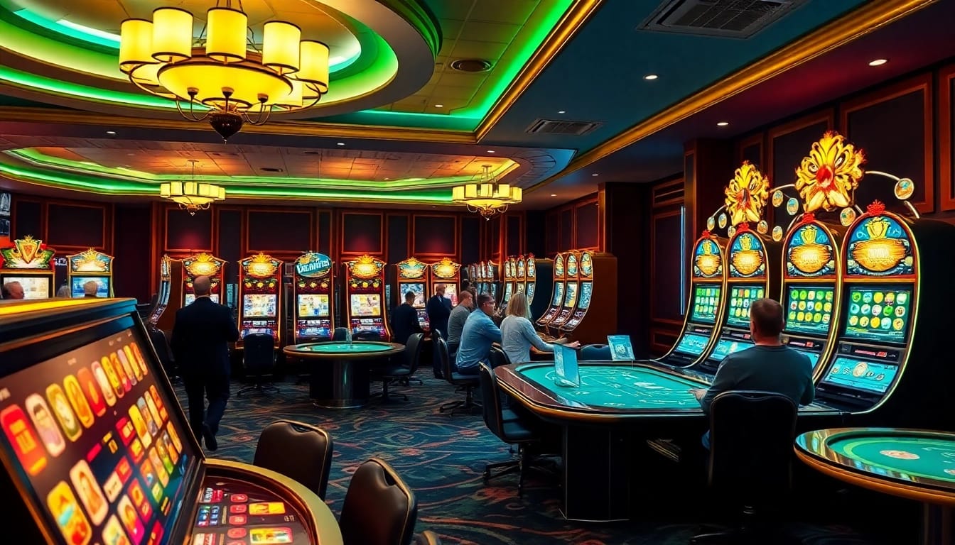 Discover the excitement of online casino Österreich with vibrant gaming scenes and players enjoying their experience.