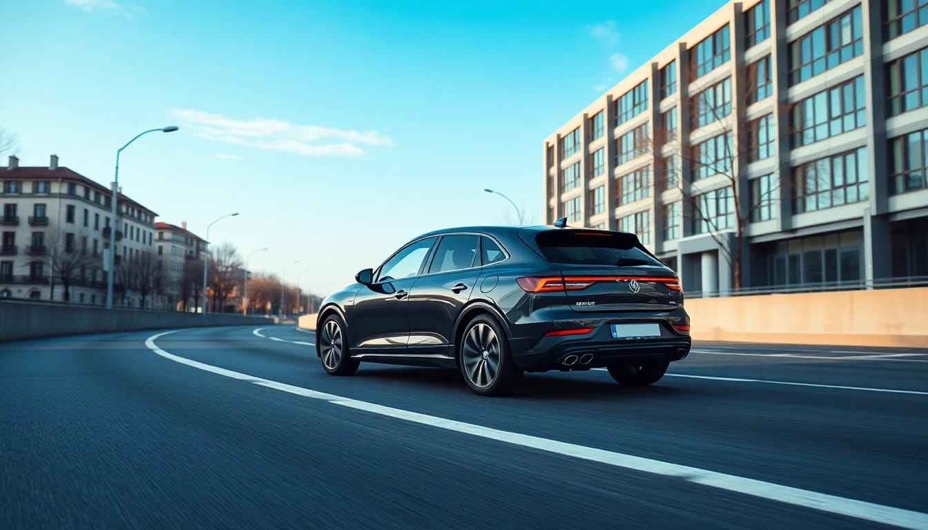 simpcar zeigt das moderne Auto-Abo mit verschiedenen Fahrzeugmodellen in einer urbanen Umgebung.