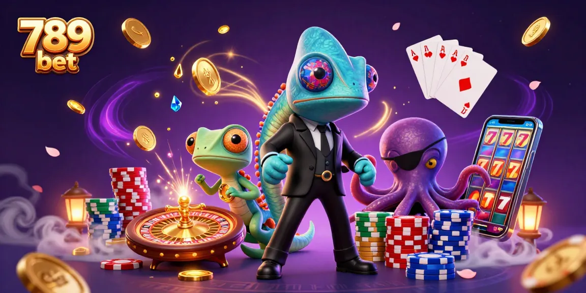 Engage in thrilling gameplay with 789 bet featuring colorful characters, roulette, and casino elements.
