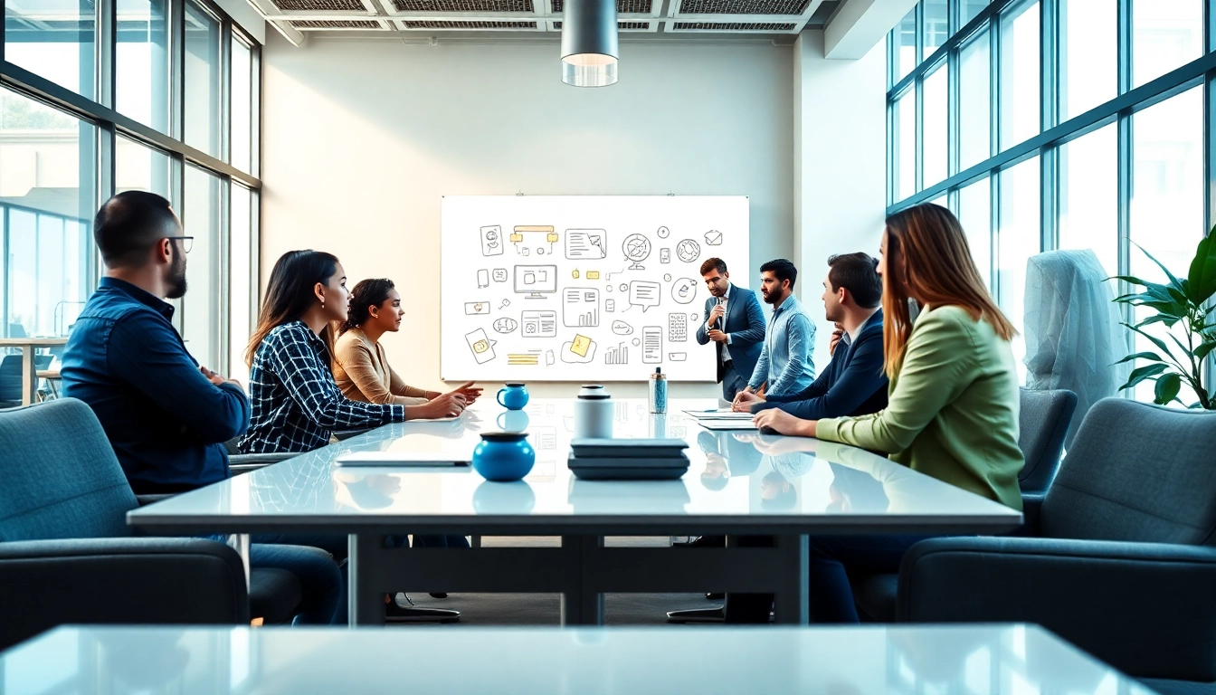 Werbeagentur teamwork in a bright office fostering creativity and innovation.