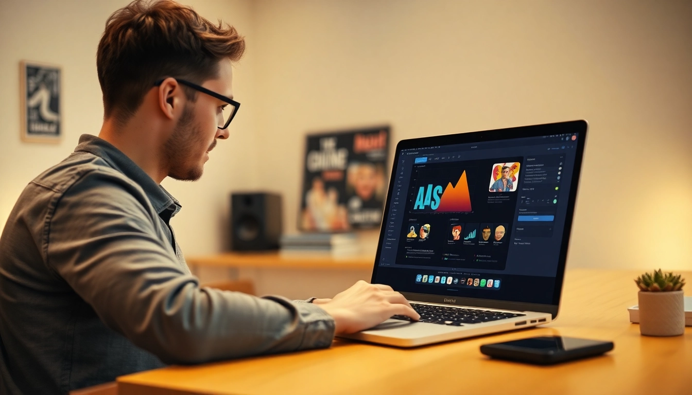 Animation Erstellen: Nutzer kreiert lebendige Animationen am Laptop in hellem und inspirierendem Setting.