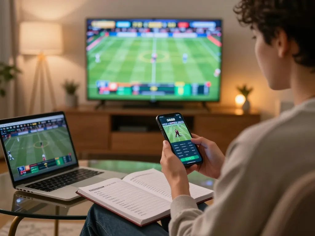 Engaging mobile gaming with GG88 app, showcasing strategic sports betting at home.