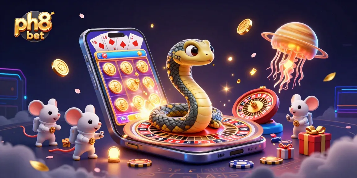 Place bets with ph8 bet on 3D games featuring a cosmic dealer and casino elements.