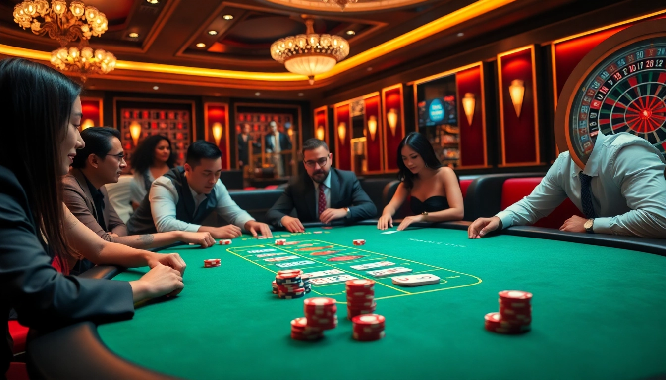 Experience the thrill of NHATVIP with vibrant poker tables and exciting gambling atmosphere.