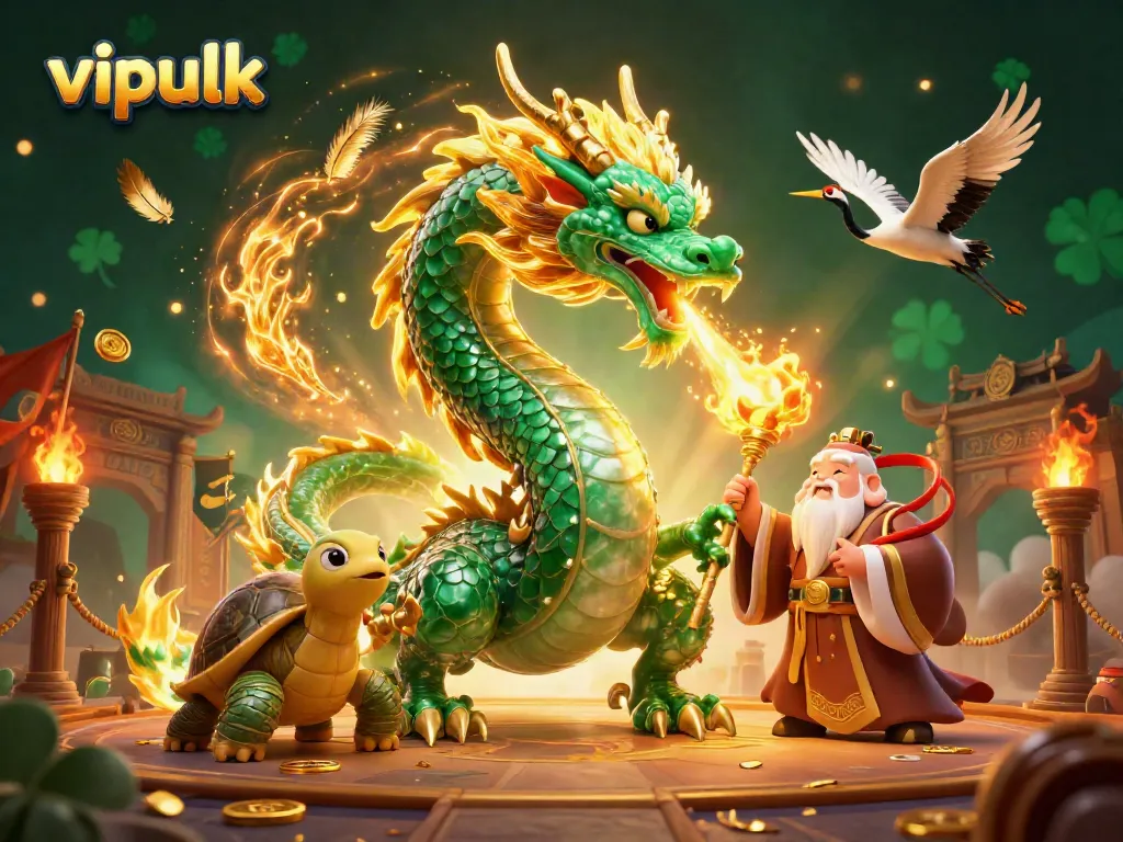 Experience thrilling gameplay at vipluck casino with rich visuals of dragons and sage.