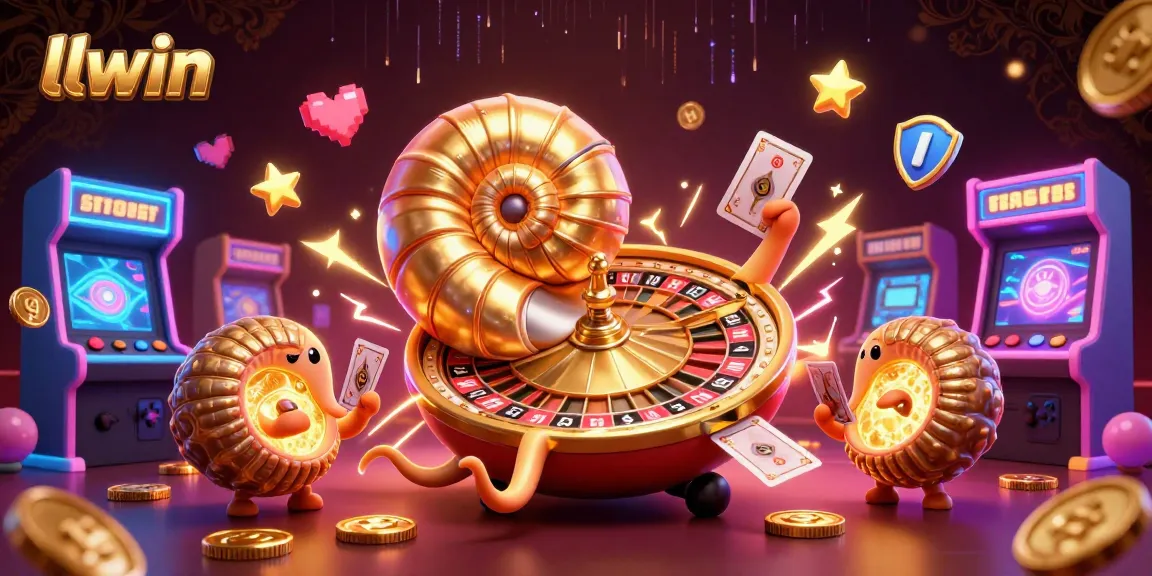 Experience excitement at llwin with a vibrant 3D casino scene featuring a roulette nautilus and glowing game elements.