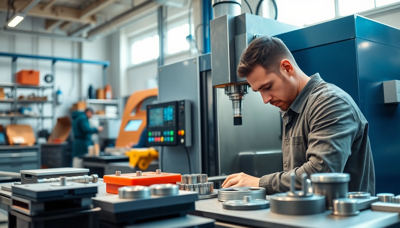 CNC prototyp fertigung in a professional machining workshop showcasing precision equipment and materials.