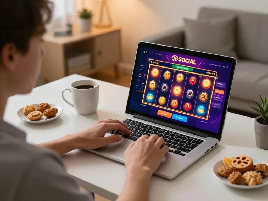 Player enjoying an exciting session on O8 SOCIAL with a vibrant online game interface while managing bankroll.
