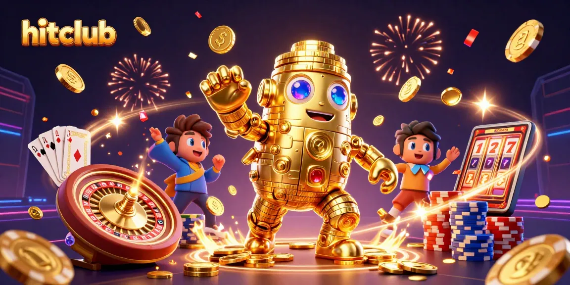 Engage with hitclub's thrilling gaming experience, featuring a golden golem and dynamic slot elements.