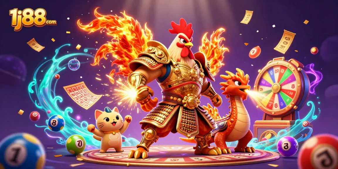 Engage with thrilling games at 1j88com, featuring vibrant casino elements and spirited characters.