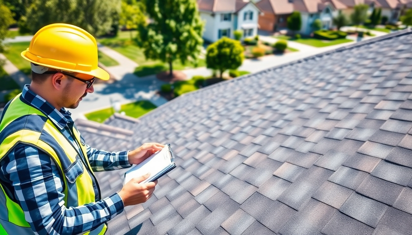 Baugutachter Dach inspecting a residential roof for quality and safety.