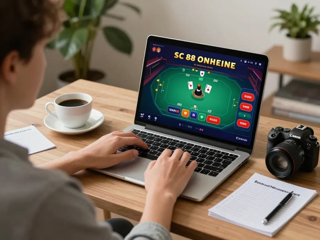 Player engaged in SC 88 online casino gaming, showcasing dynamic betting options and a cozy atmosphere