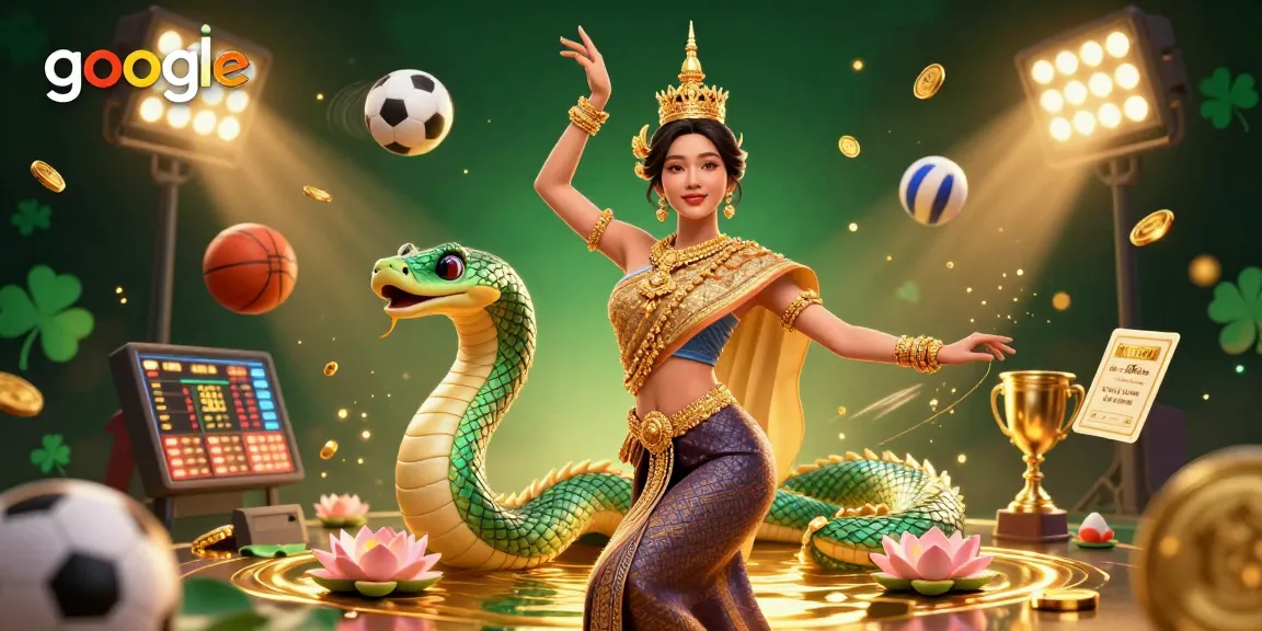 Wetten bei Google für Glücksspiel-Exzellenz mit einer lebendigen 3D-Thailand-Casino-Szene, die mit Sportelementen gefüllt ist.
