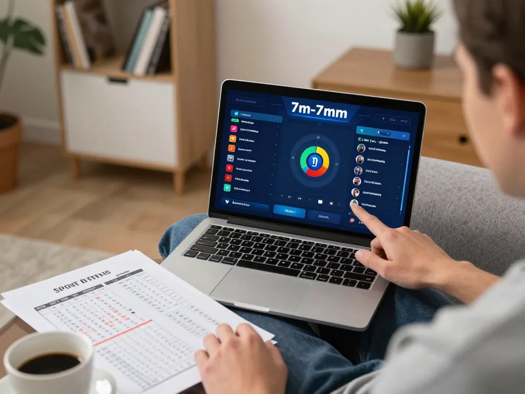 Engaging betting session on 7m-7m platform from a cozy home setup.