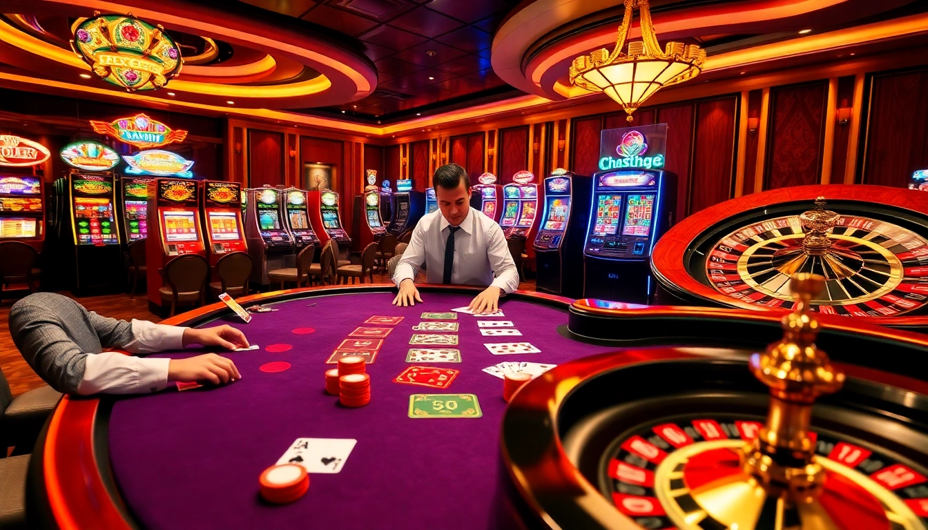 Experience thrilling games at VSWIN casino with vibrant tables and exciting slot machines.