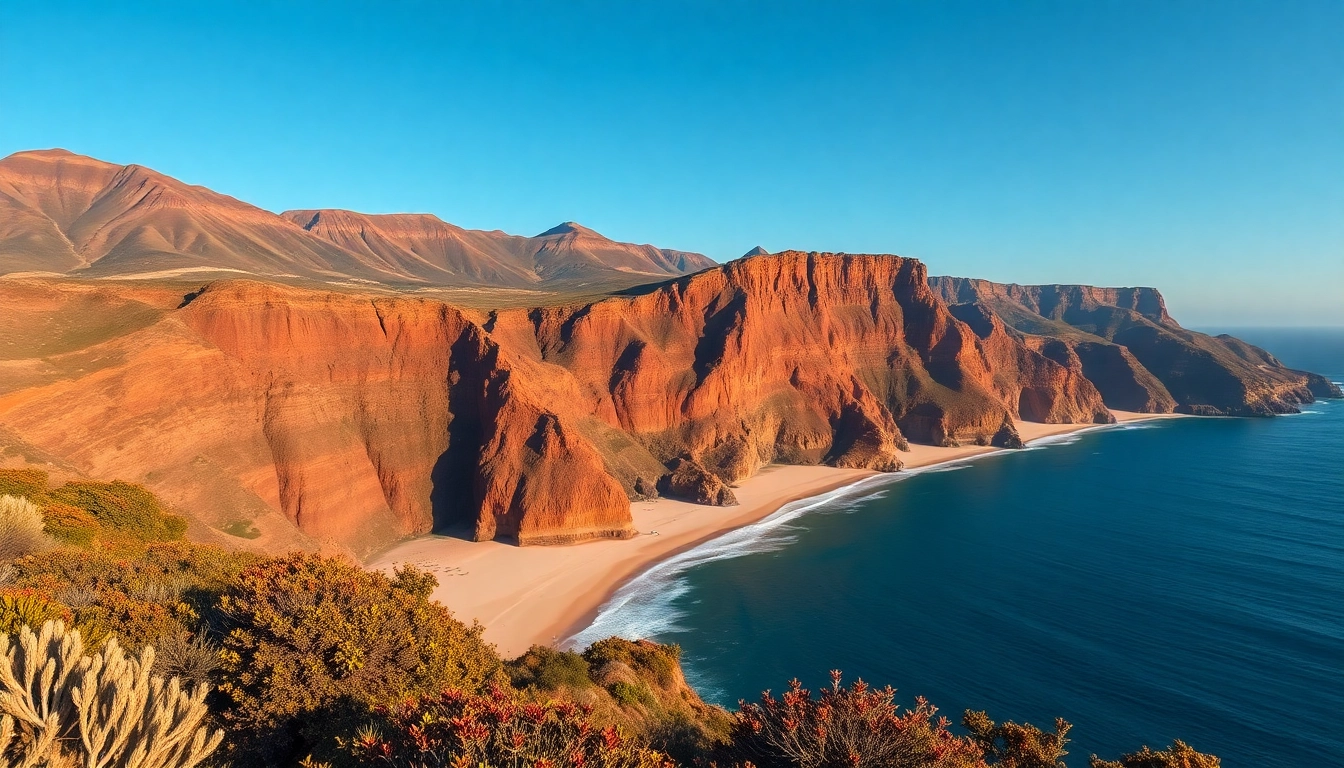 Gran Canaria Sehenswürdigkeiten, breathtaking cliffs and sandy beaches presented in vibrant landscape.