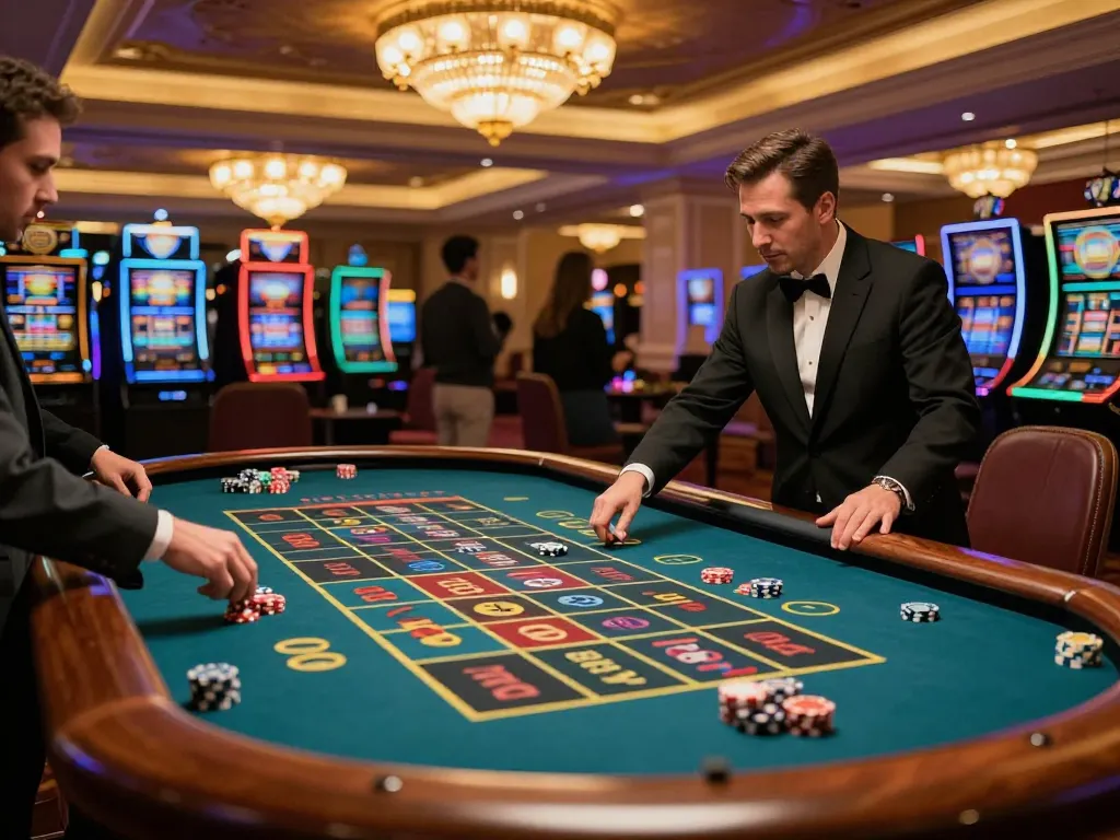 Experience ty le keo nha cai excitement at a luxurious roulette table with engaged players and vibrant ambiance.