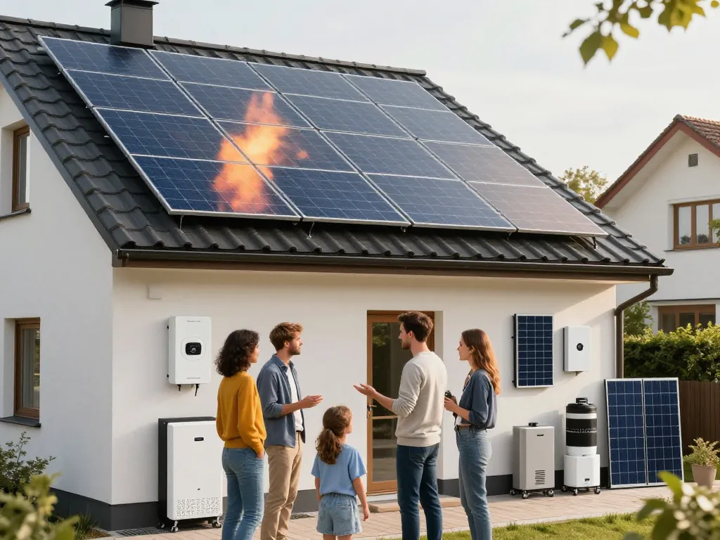 Photovoltaik Wien - Familie, die solarenergetische Lösungen in einem nachhaltigen Wohnumfeld in Betracht zieht.