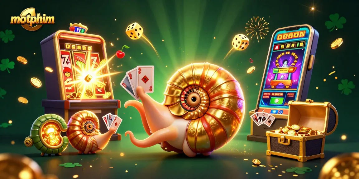 Experience motphim in a dynamic casino scene with a giant nautilus and vibrant gambling elements.