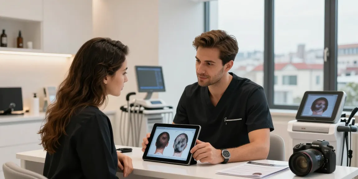 Consultation for Haartransplantation Istanbul with patient and surgeon discussing hair restoration.