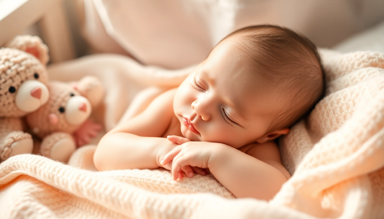 Neugeborenen Babyshooting: Zärtlicher Moment eines schlafenden Neugeborenen in sanfter Beleuchtung.