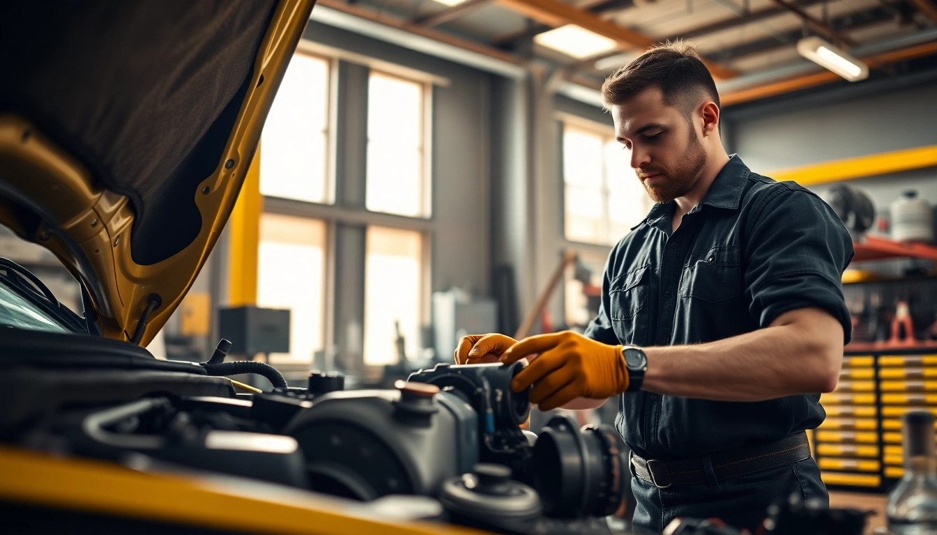 Motorschaden Ankauf: Mechaniker prüft einen beschädigten Motor in einer Werkstatt.