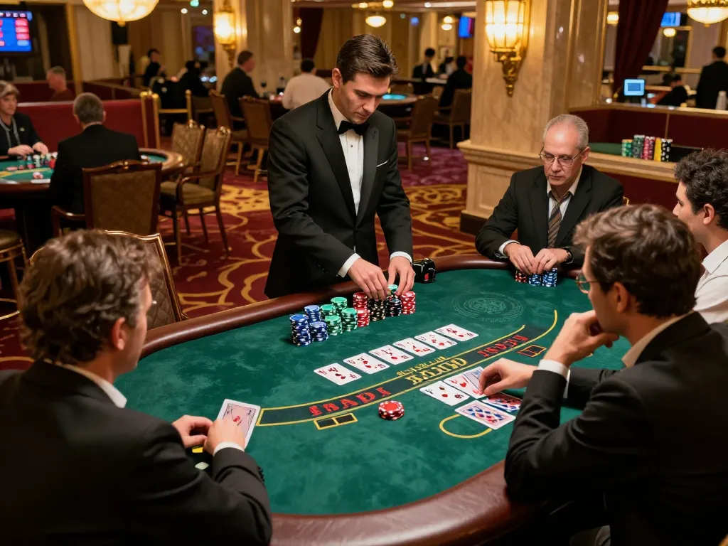 Engaging players at a blackjack table in soibet casino showcasing strategic betting moments.