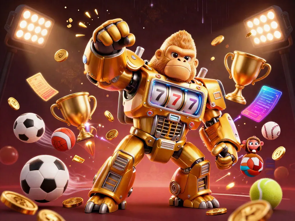 Experience thrilling bets with the shbet golden gorilla mech amid vibrant sports actions.