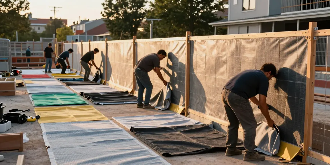 Effektiver Bauzaun Lärmschutz Hessen Darmstadt mieten bei einer Baustelle mit Schallschutzmatten.