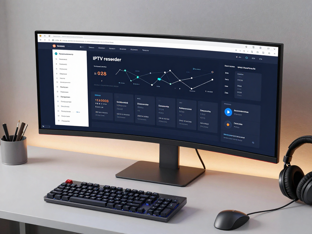 IPTV reseller panel dashboard displaying subscription metrics in a seamless cloud computing environment.