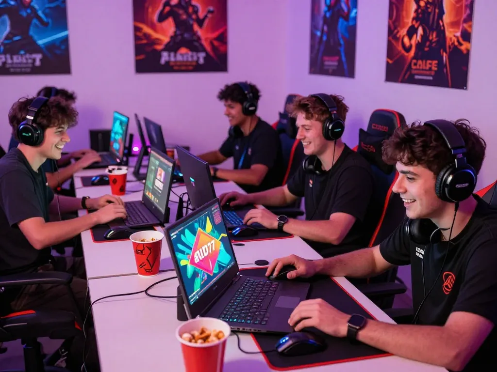 Players enjoying aud77 gaming platform in a vibrant online gaming environment.