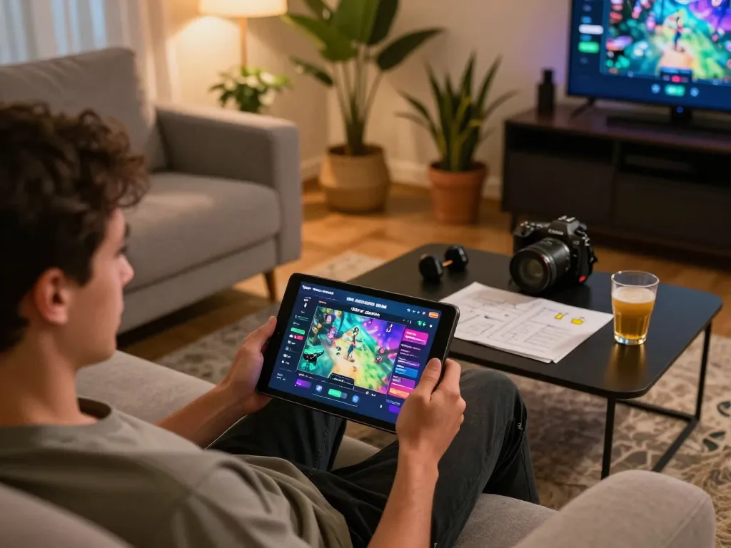 Engaging in game strategy on rikvip's online platform from a cozy home setting