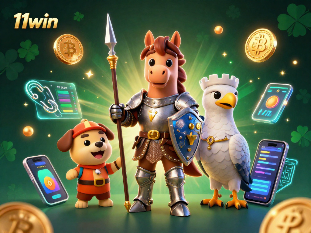 Experience thrilling 11win gaming action with knights, crypto coins, and energetic designs.