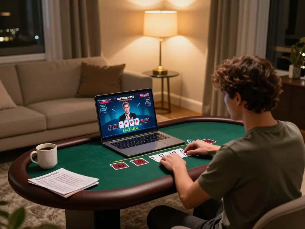 Engaging in a live dealer blackjack game on fabet at home with strategy notes nearby.