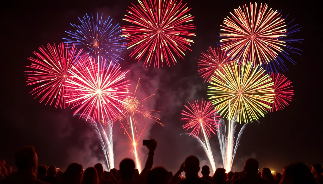Experience wholesale fireworks showcasing vibrant bursts illuminating the night sky.