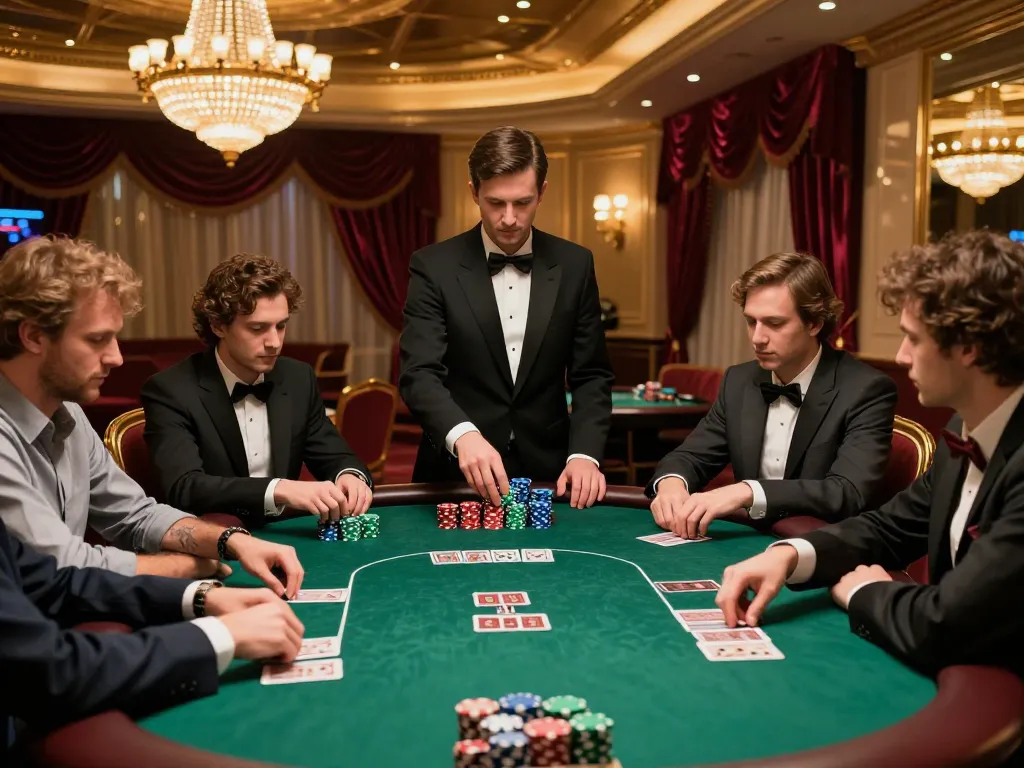 Players engaging in a high-stakes poker game showcasing the strategic atmosphere around the tr88 link.