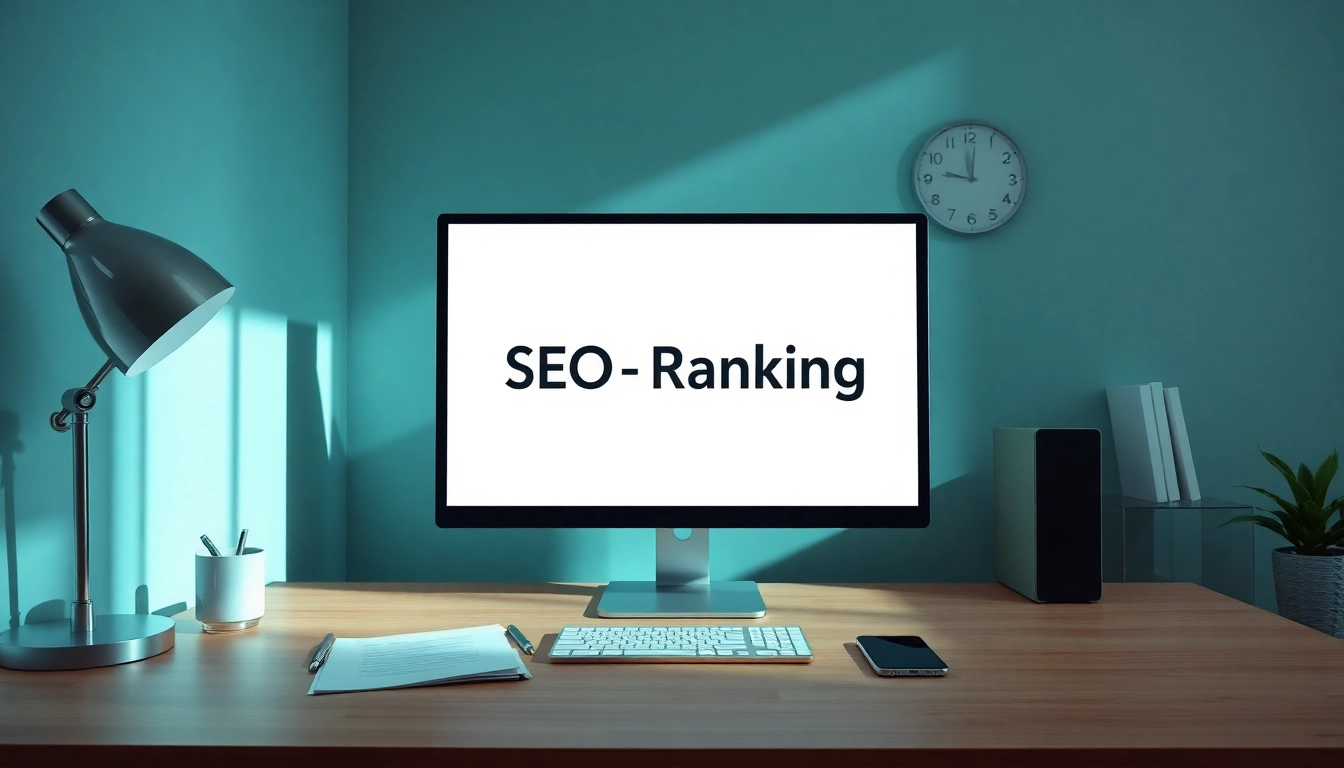 Überwachen Sie Ihr SEO-Ranking mit einem stilvollen modernen Arbeitsplatz, der Technologie für Optimierung verwendet.