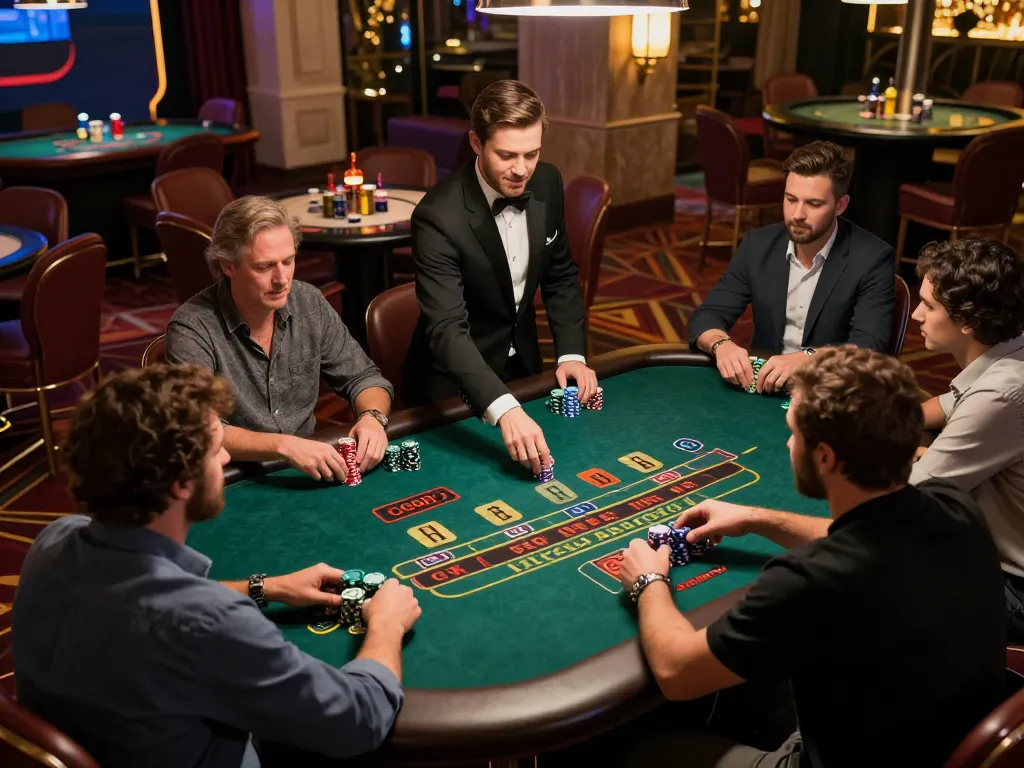 Players enjoy thrilling blackjack at GG88, showcasing live dealer interaction and vibrant casino environment.