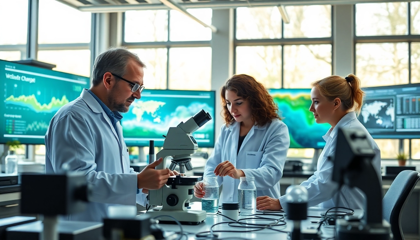Umweltforschung durch Wissenschaftler, die Wasserproben in einem modernen Labor analysieren.