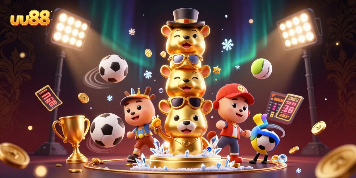 Experience exciting bets on sports at uu88 with vibrant 3D illustration showcasing dynamic gameplay and rewards.
