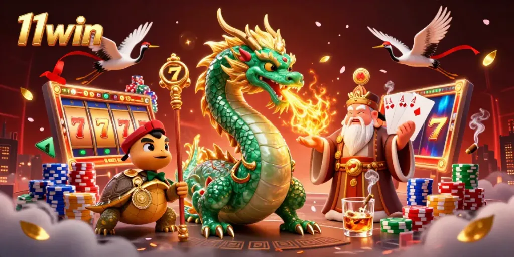Experience the thrill of winning at 11win with vibrant slot reels and engaging casino elements.