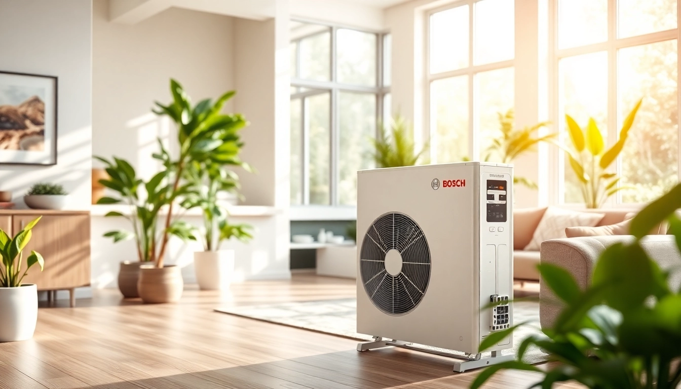 Efficient wärmepumpe bosch in a modern living room enhancing energy conservation.