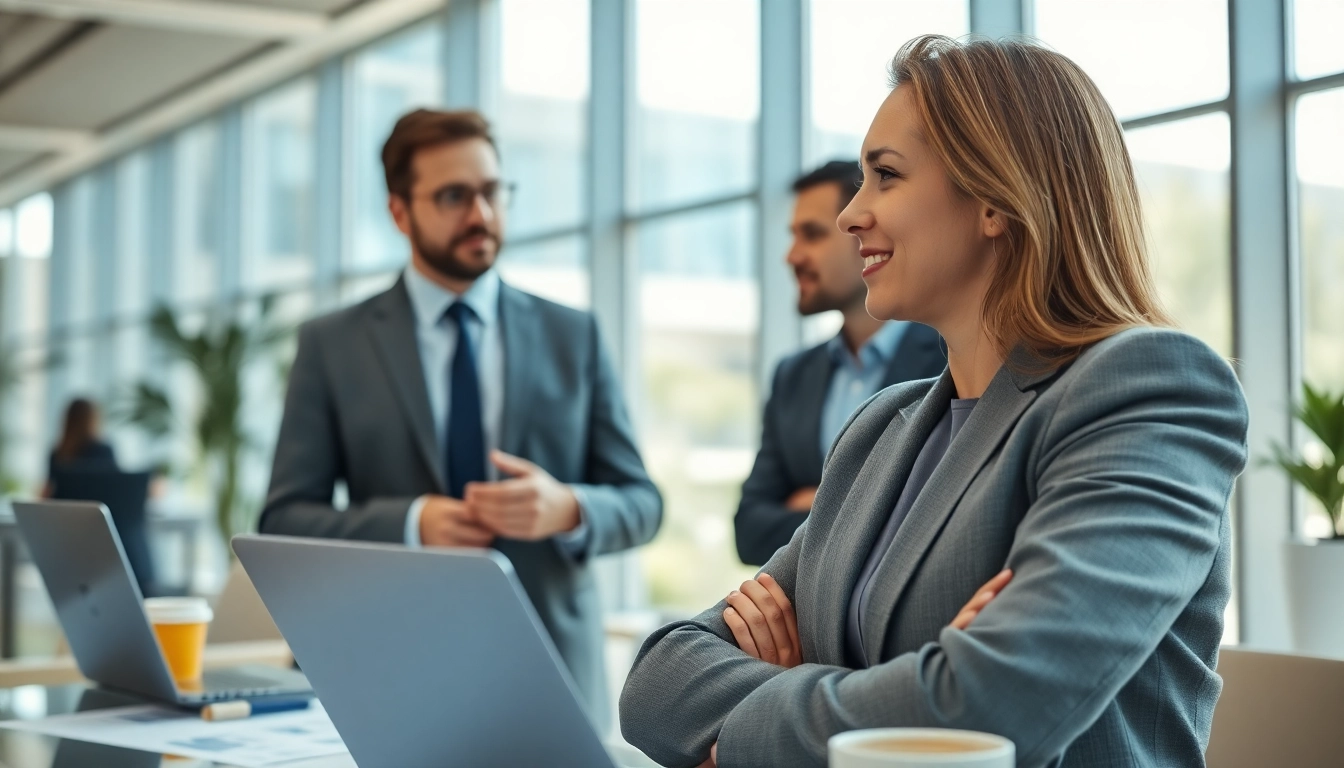 Headhunter Ingenieure während des Gesprächs mit einem Ingenieur in modernem Büro.